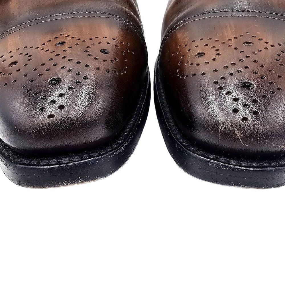 Chalk Mark Men's 8.5 Antique Patina Brown Dress Shoes Double Monk Strap Loafers - Picture 7 of 11